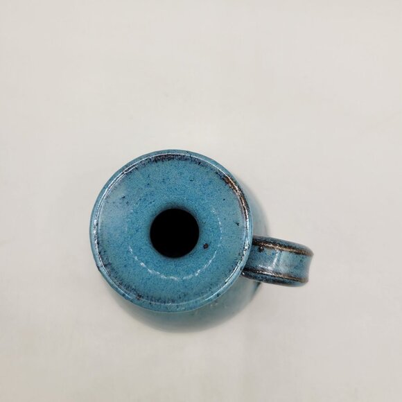Handmade Blue Pottery Mini Jug Vase With Handle Artist Signed 4 Inch - Picture 5 of 9